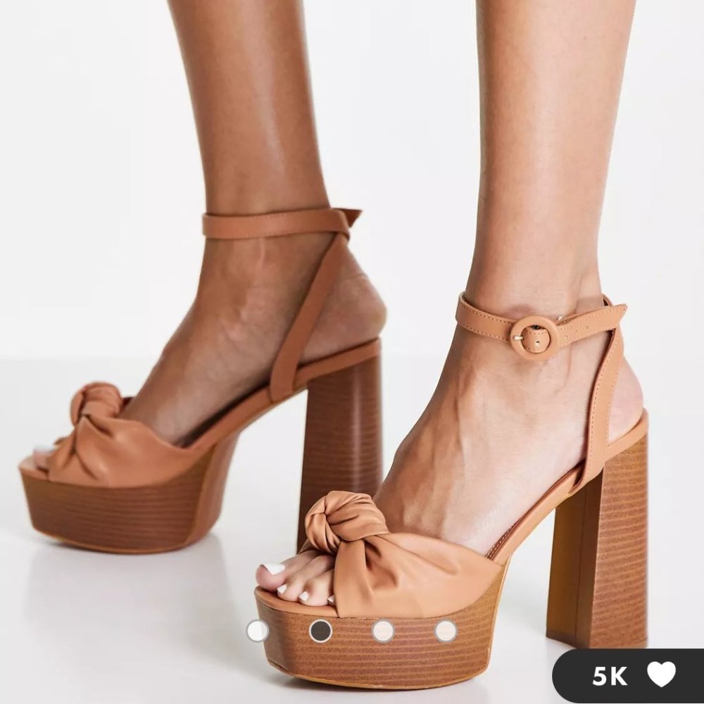 ASOS Tan Block Heels - Size 7